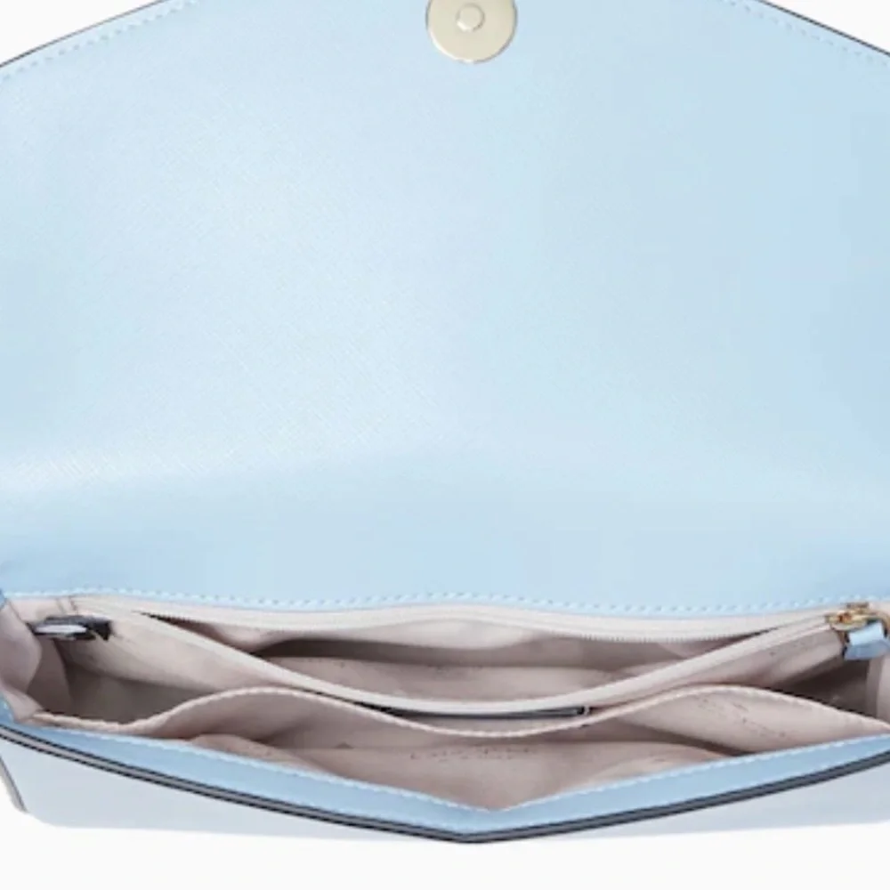 NWT Kate Spade Sadie Envelope Crossbody Celeste Blue Saffiano Leather NEW - Picture 4 of 6
